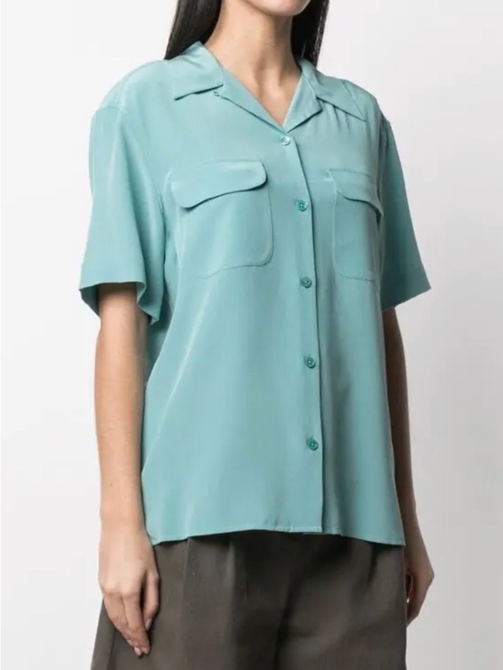 Equipment Femme Light Teal Silk Blouse